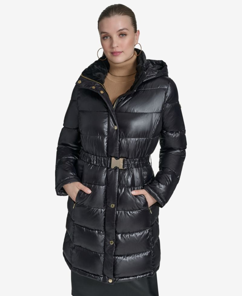 Women's Stand Collar Belted Puffer Coat