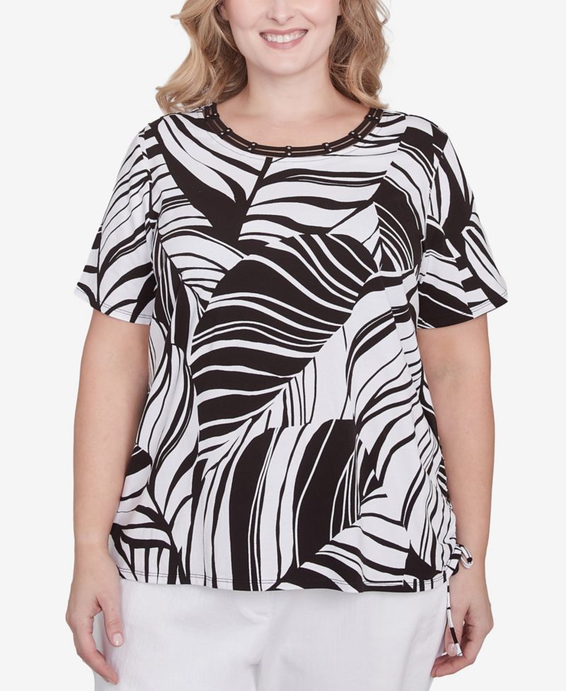 Plus Size Twisted Leaves Side Tie Top