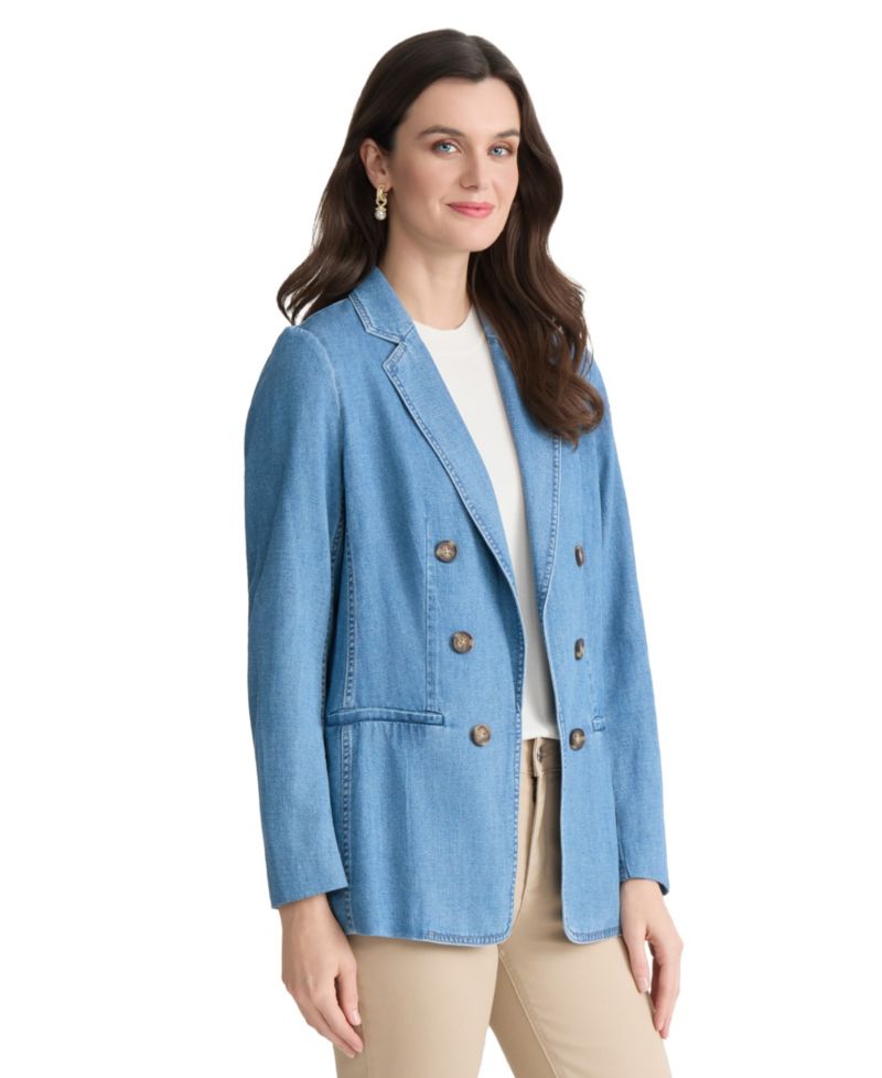 Petite Notch Collar Denim Blazer
