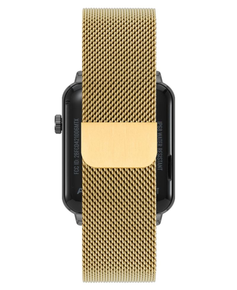 Women's Connect It Stellar Smartwatch with Gold-Tone Stainless Steel Mesh and Red Silicone Band, 45mm