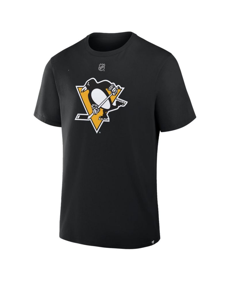 Men's Stuart Skinner Black Pittsburgh Penguins Authentic Stack Name & Number T-Shirt