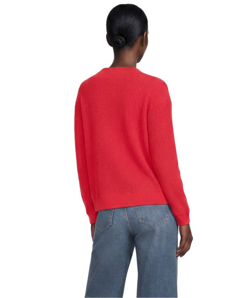 Women's Waffle-Knit V-Neck Cotton-Blend Cardigan