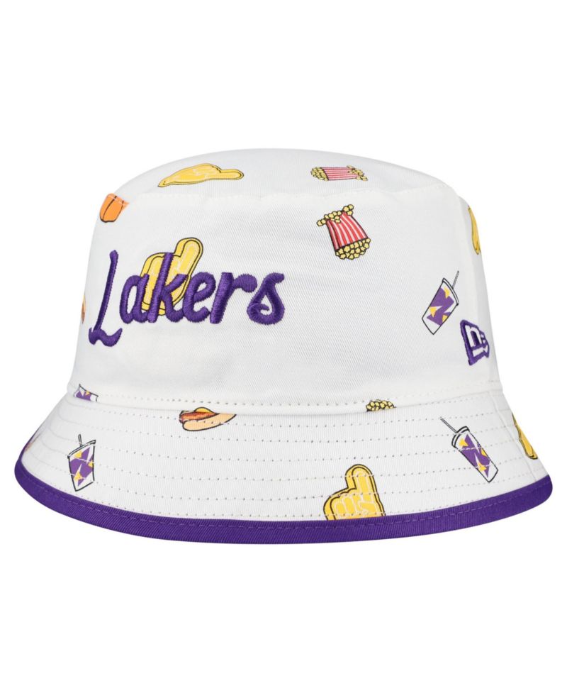 Men's White Los Angeles Lakers Team Cheer Reversible Bucket Hat