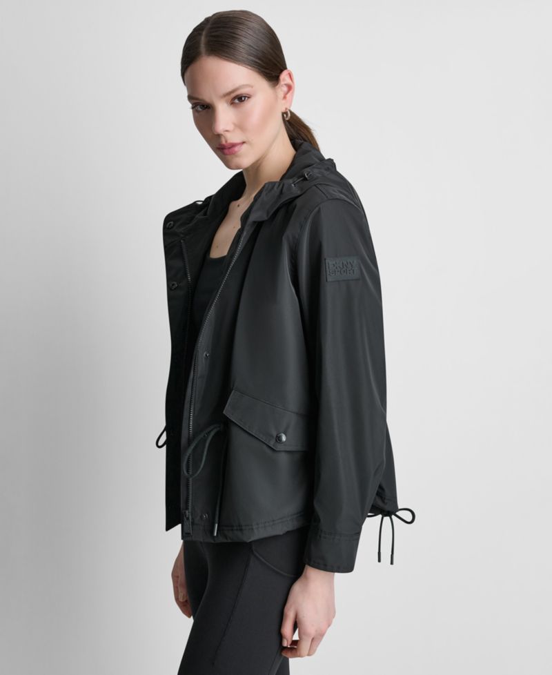 Women's Cropped High-Low Hooded Jacket