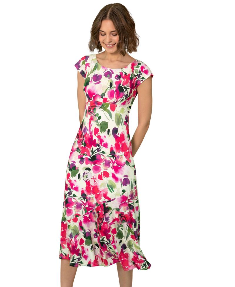 Women's Clara Floral A-Line Scoop Neck Midi Dress