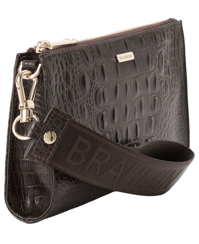 Adia Croc-Embossed Small Zippered Wristlet