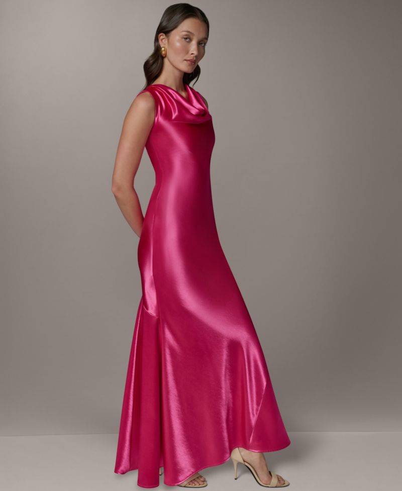 Petite Sleeveless Cowl Neck Ball Gown