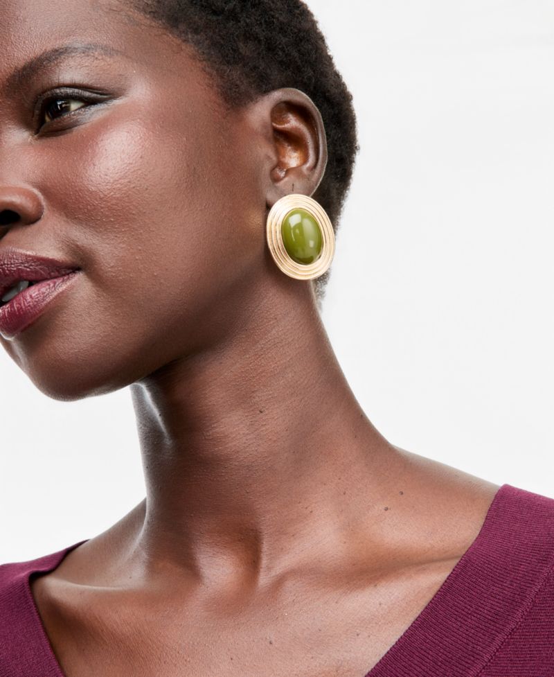 Cushioned Stone Bold Stud Earrings