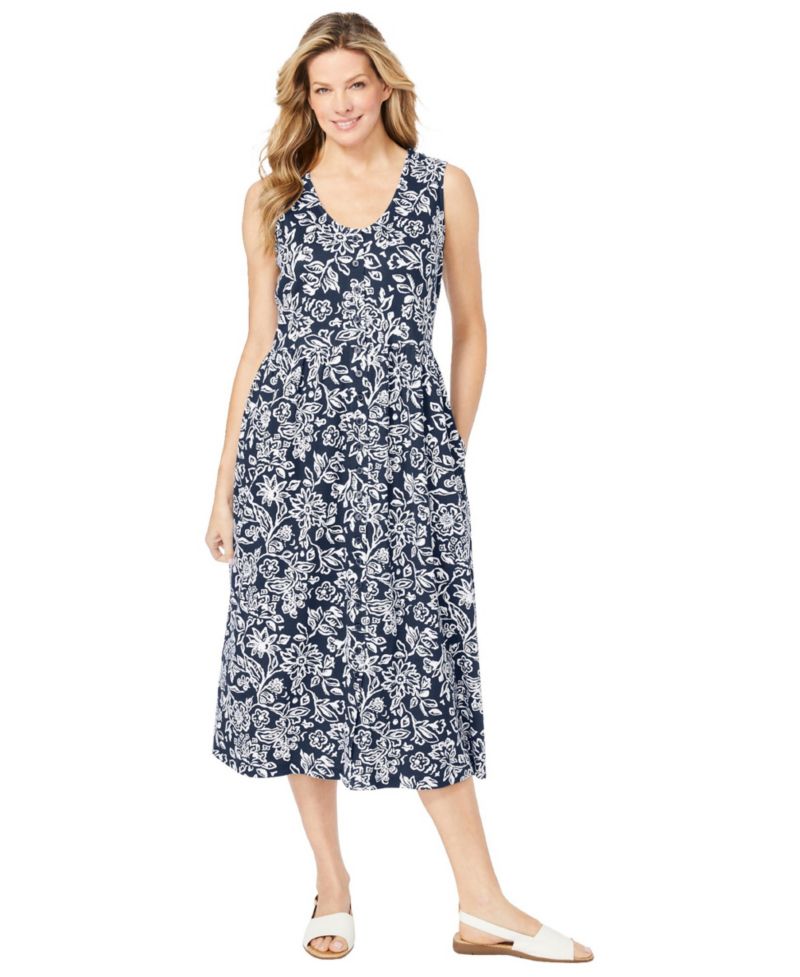 Plus Size Sleeveless Button Front Dress