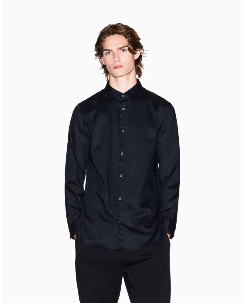 Men's Allover Logo Jacquard Woven Shirt