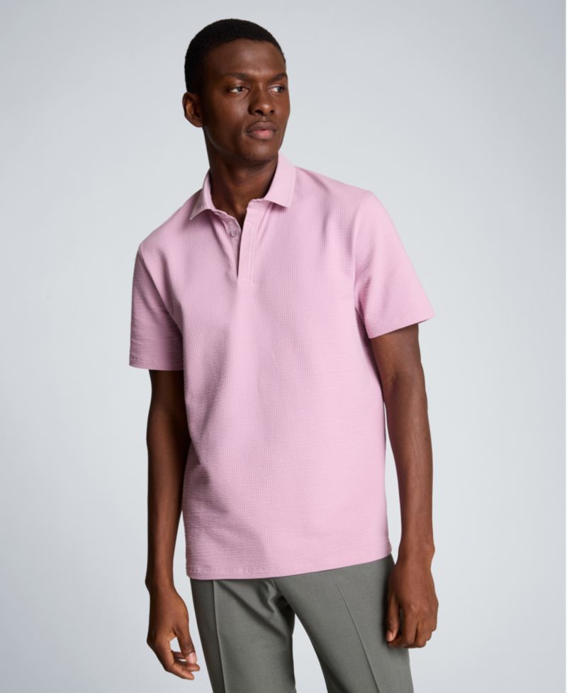 Men's Seersucker Classic-Fit Polo Shirt