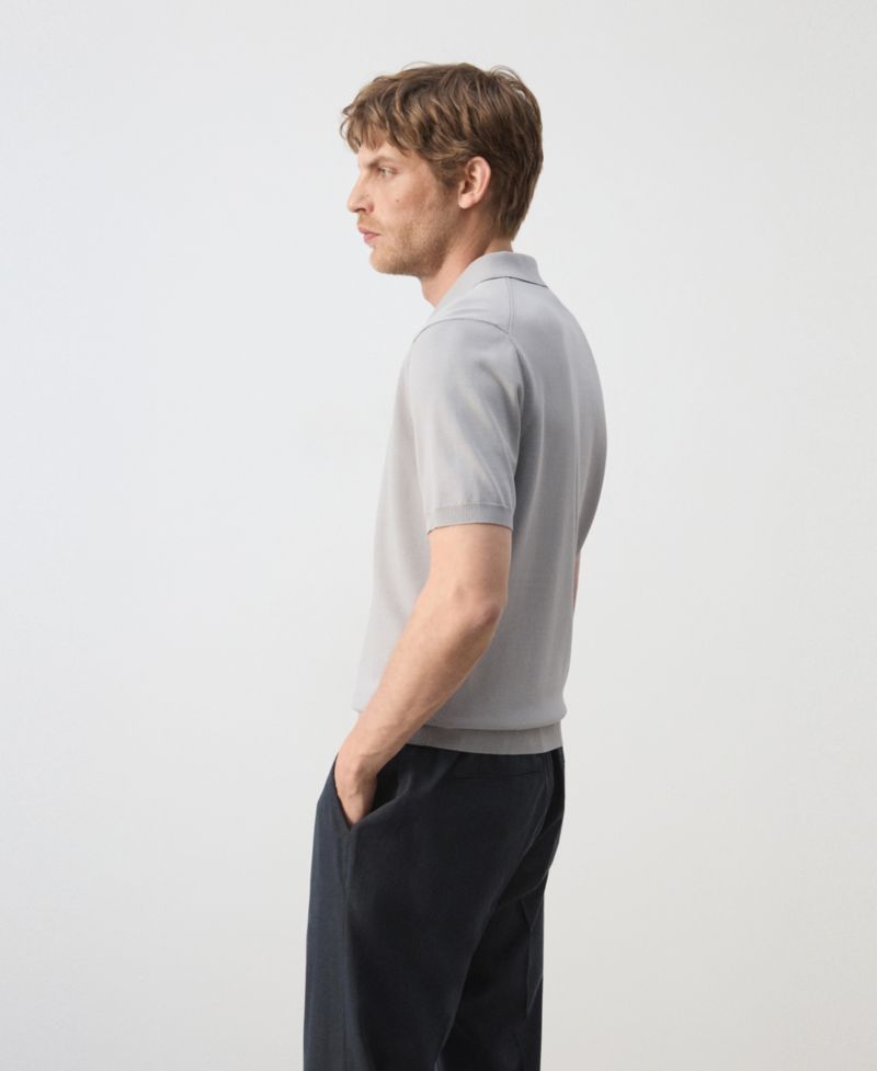 Men's Knitted Zip Polo Shirt