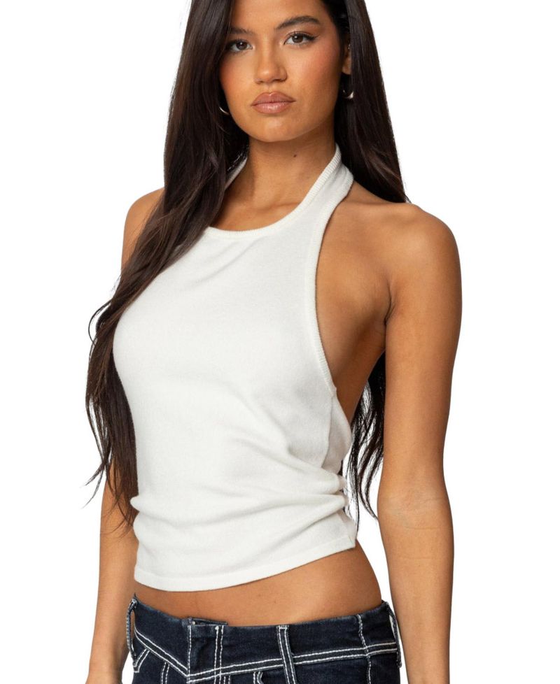 Women's Twister Backless Knit Halter Top