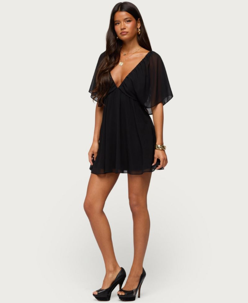 Womens Rosalee Chiffon Babydoll Mini Dress