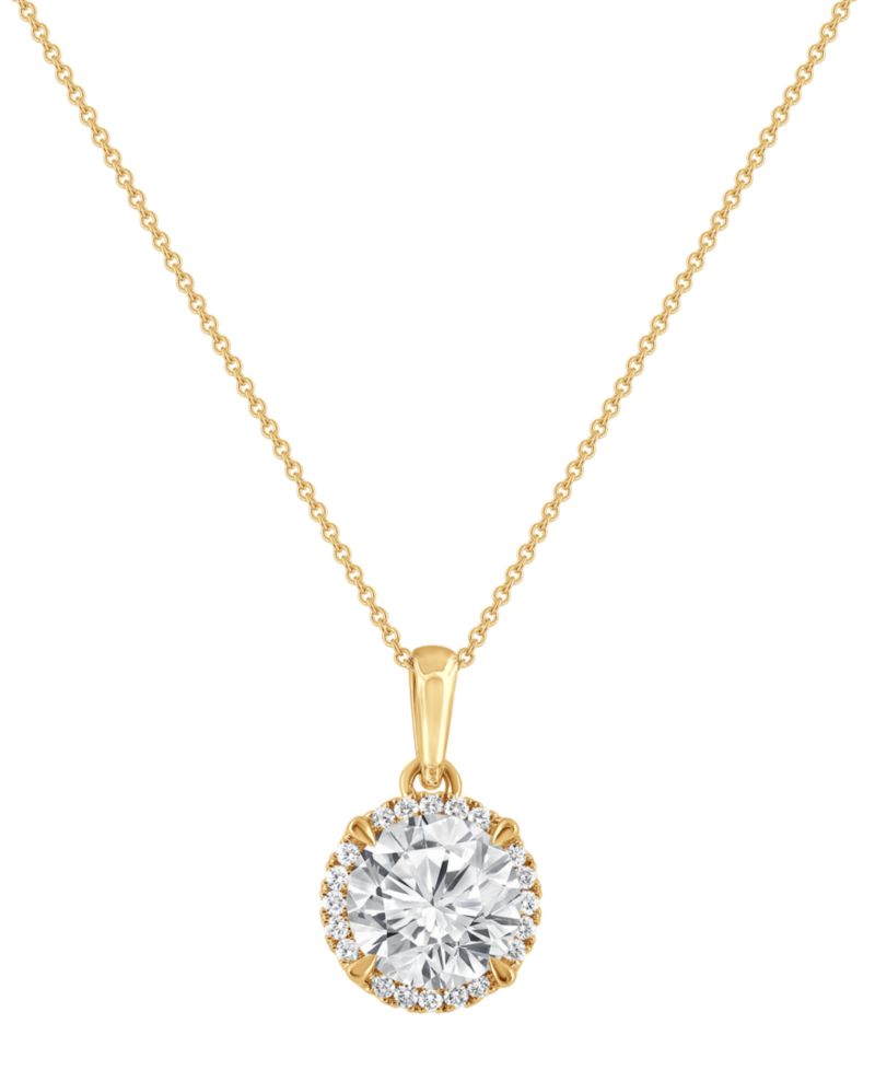 Badgley Mischka Certified Lab Grown Diamond Halo 18" Pendant Necklace (2 ct. t.w.) in 14k Gold