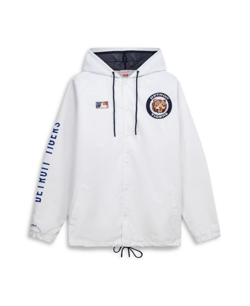 Mitchell Ness Men's White Detroit Tigers Big & Tall Full-Snap Hooded Jacket
