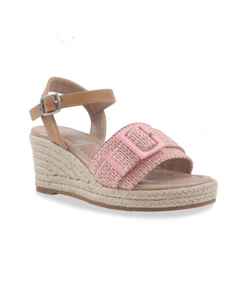 Little and Big Girls Lucia Buckle Espadrille Wedge Sandals