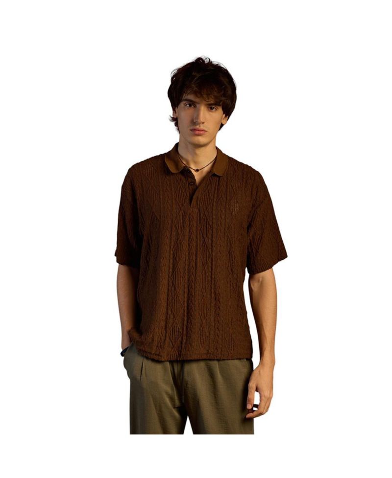 Men's Chocolate Brown Argyle Oversized T-Shirt