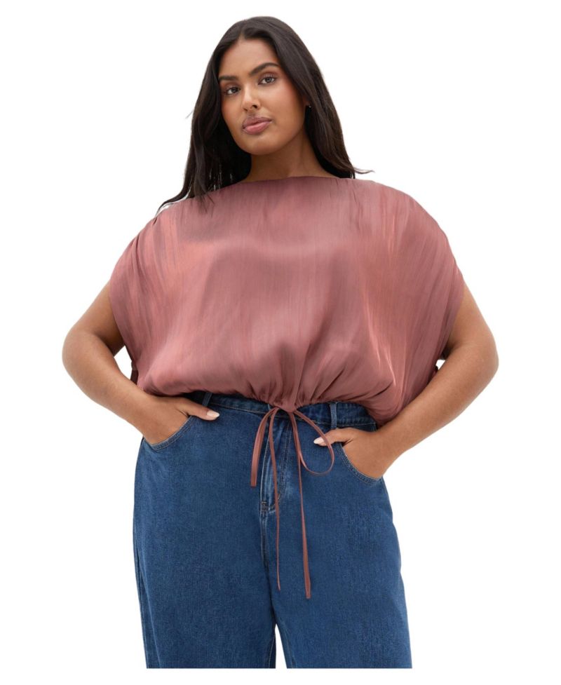 Plus Size Camilla Drawstring Hem Detail Gathered Shoulder Detail Top