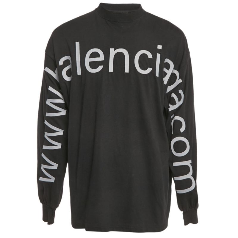 Men's Unisex Black Brand Website Embroidered Cotton Distressed Sweatshirt