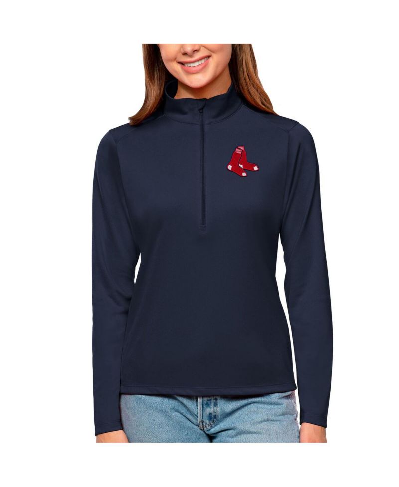 Women's Navy Boston Red Sox Tribute Quarter-Zip Pullover Top