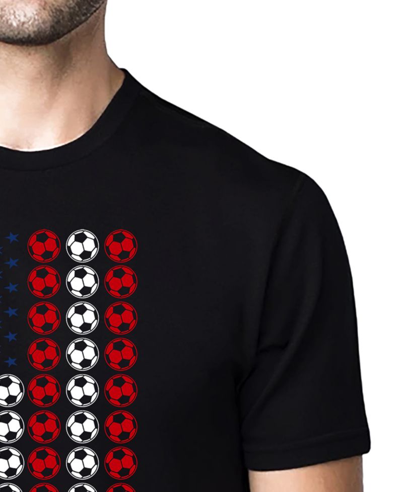 Men's American Flag Soccer Balls Word Art Cotton and Polyester Blend T-Shirt