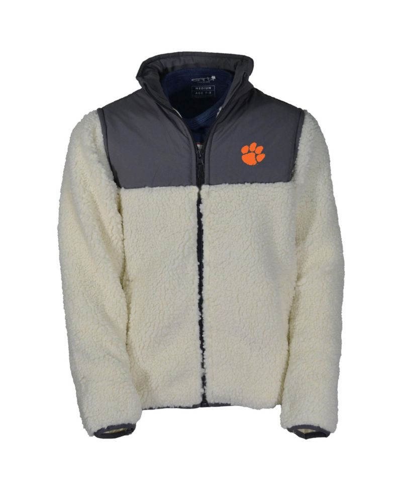 Big Boys and Girls Charcoal Clemson Tigers Teddy Sherpa Jacket