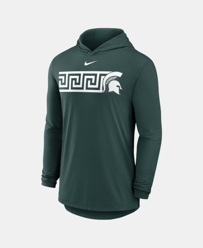 Men's Green Michigan State Spartans Primetime Pattern Tri-Blend Dri-FIT Long Sleeve Hooded T-Shirt