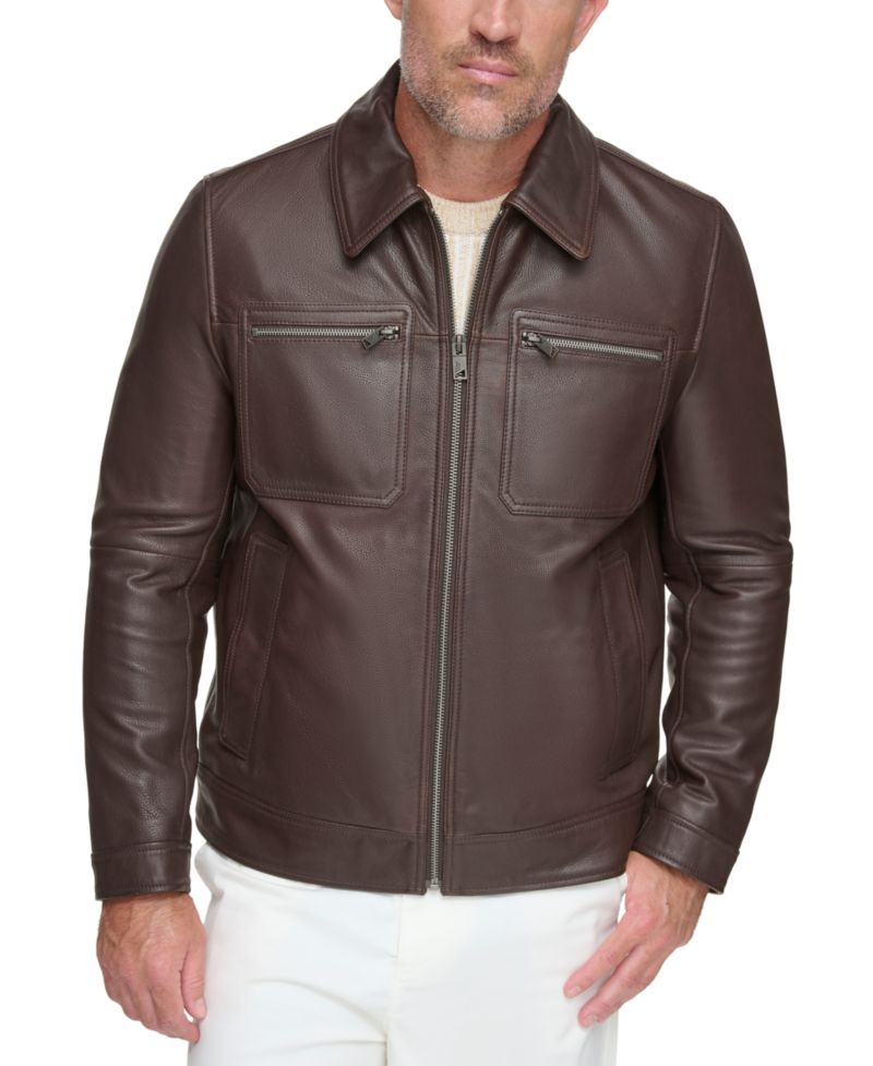 Men's Halen Genuine Pebbled Leather Trucker Jacket
