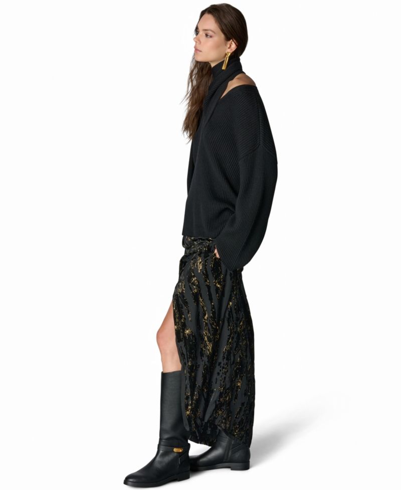 Women's Front-Knot Burnout Maxi Skirt