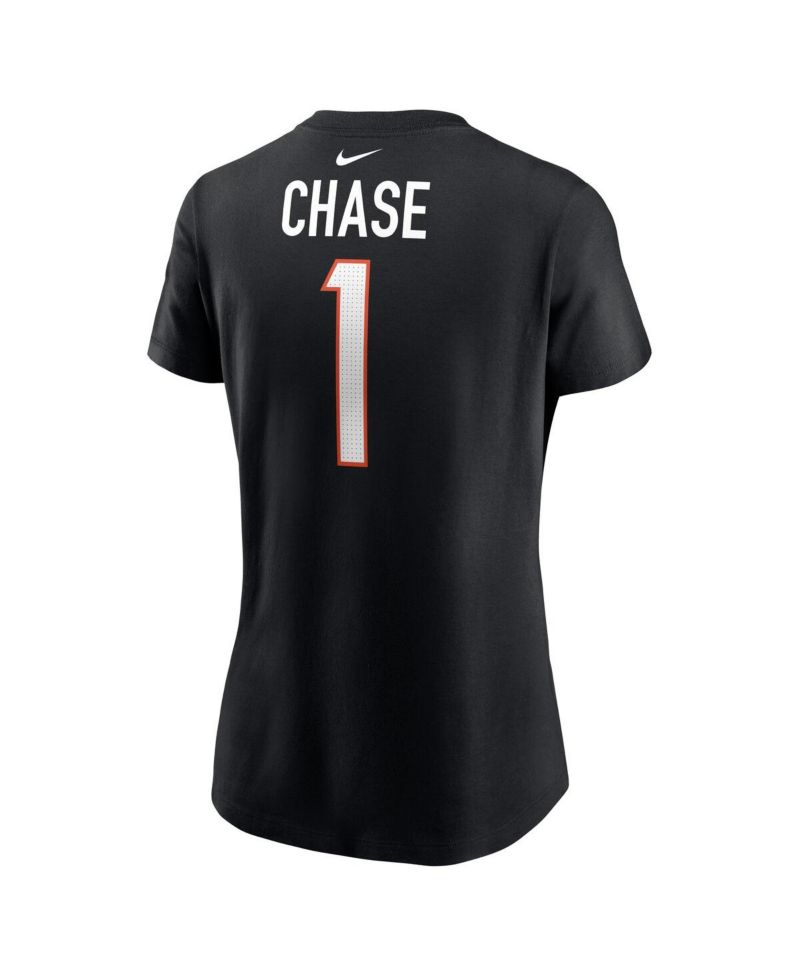 Women's Ja'Marr Chase Black Cincinnati Bengals Player Name & Number T-Shirt