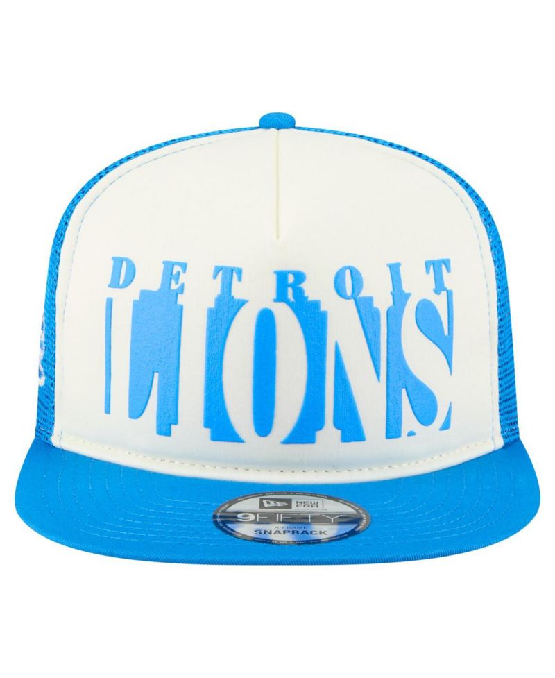 Men's Cream/Blue Detroit Lions Cutout A-Frame 9FIFTY Snapback Hat