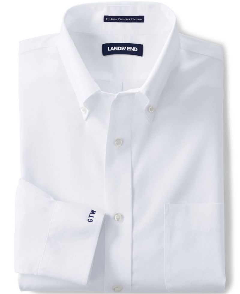 Men's Traditional Fit Solid No Iron Supima Pinpoint Button-down Collar Dress Shirt