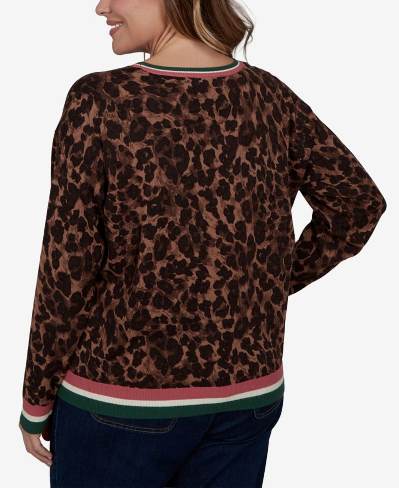 Plus Size Cheetah Print Knit Sweater
