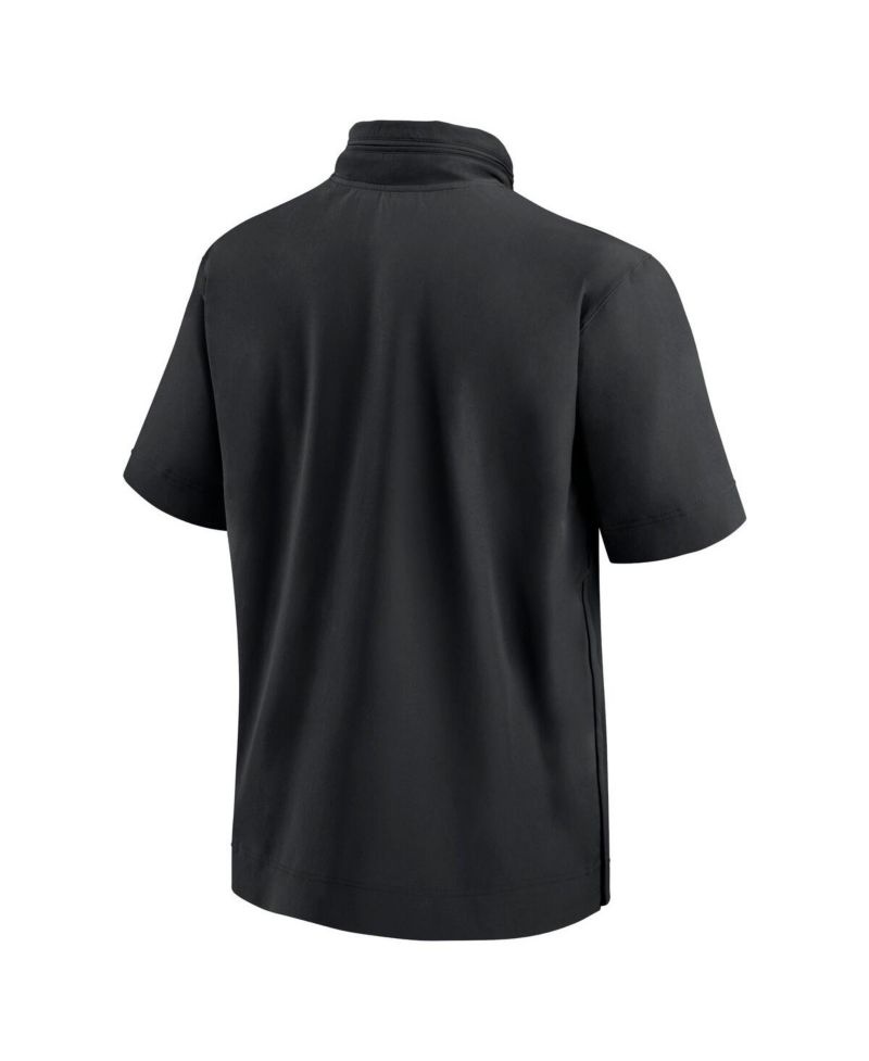 Men's Black Oregon Ducks 2024 Sideline Coach Short Sleeve Half-Zip Hoodie Jacket
