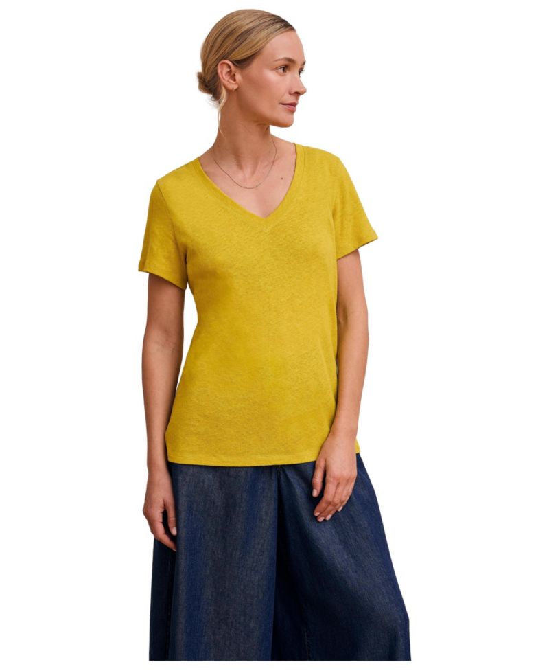 Women's Relaxed V-Neck Linen Blend T-Shirt
