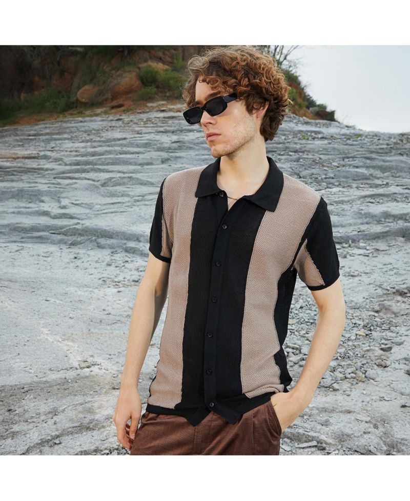 Men's Panel-Knit Slim-Fit Shirt