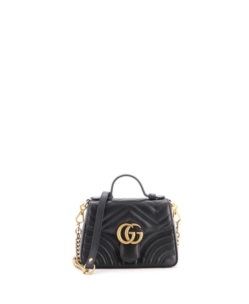 GG Marmont Mini Top Handle Flap Matelass&eacute; Leather Bag
