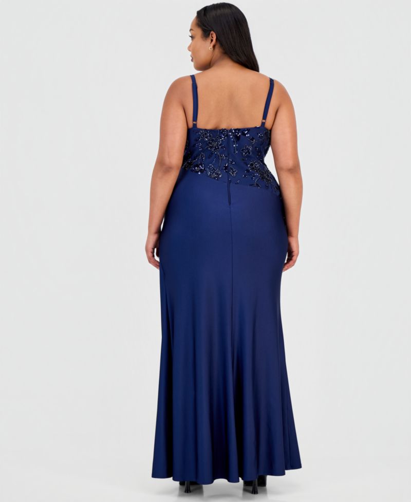 Trendy Plus Size Sequinned Pleated Gown