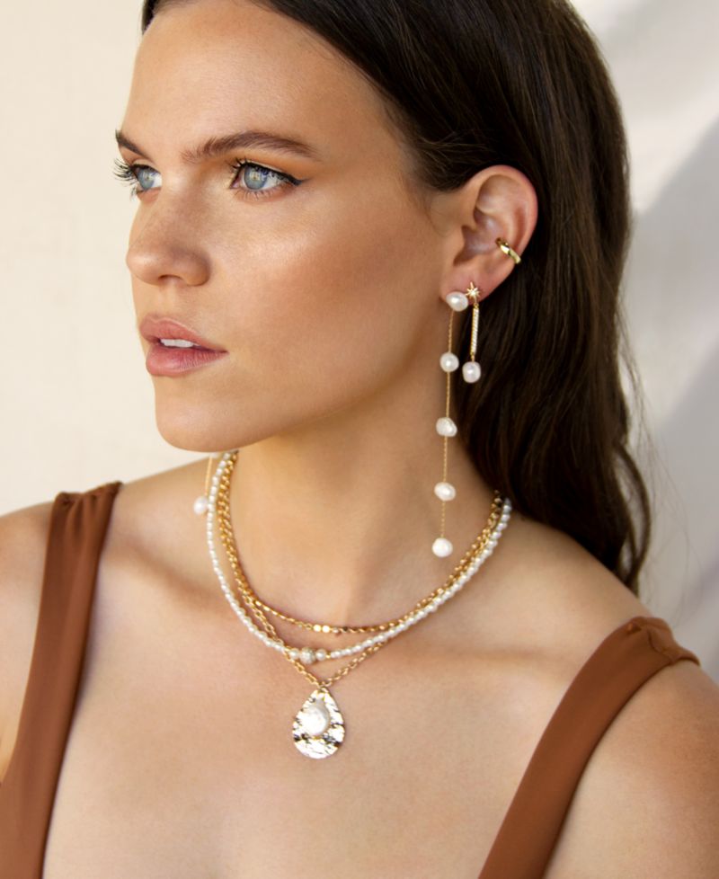 Imitation Pearls Earrings Dripping in 18K Gold Plating