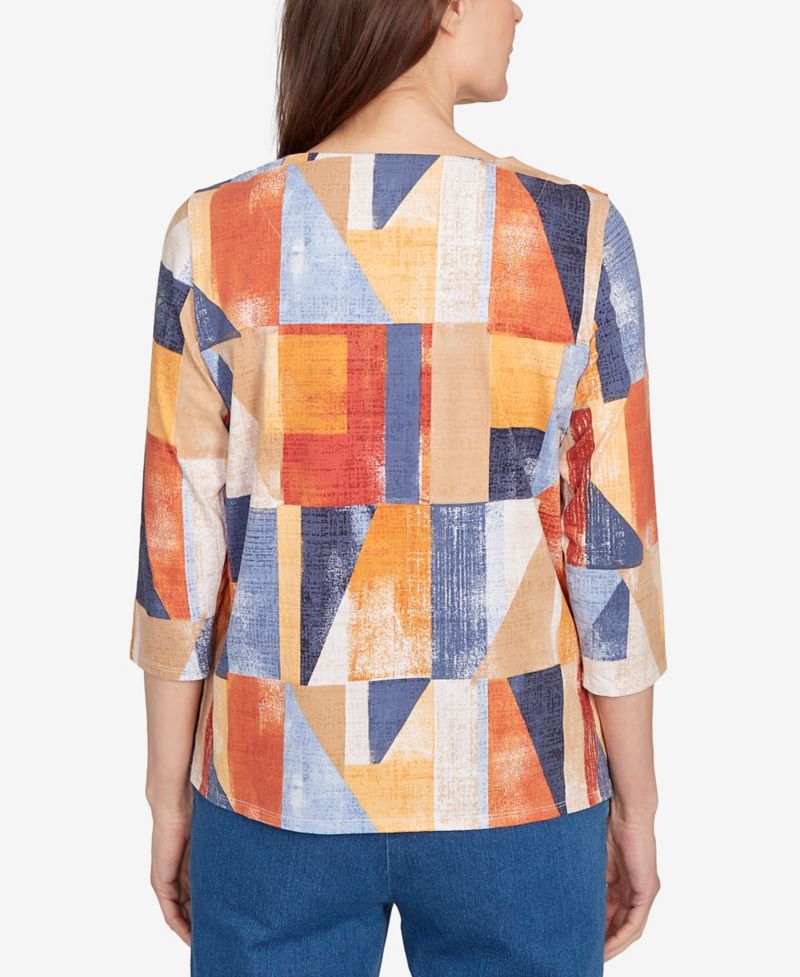Women's Colorblock Detailed Crew Neck Top