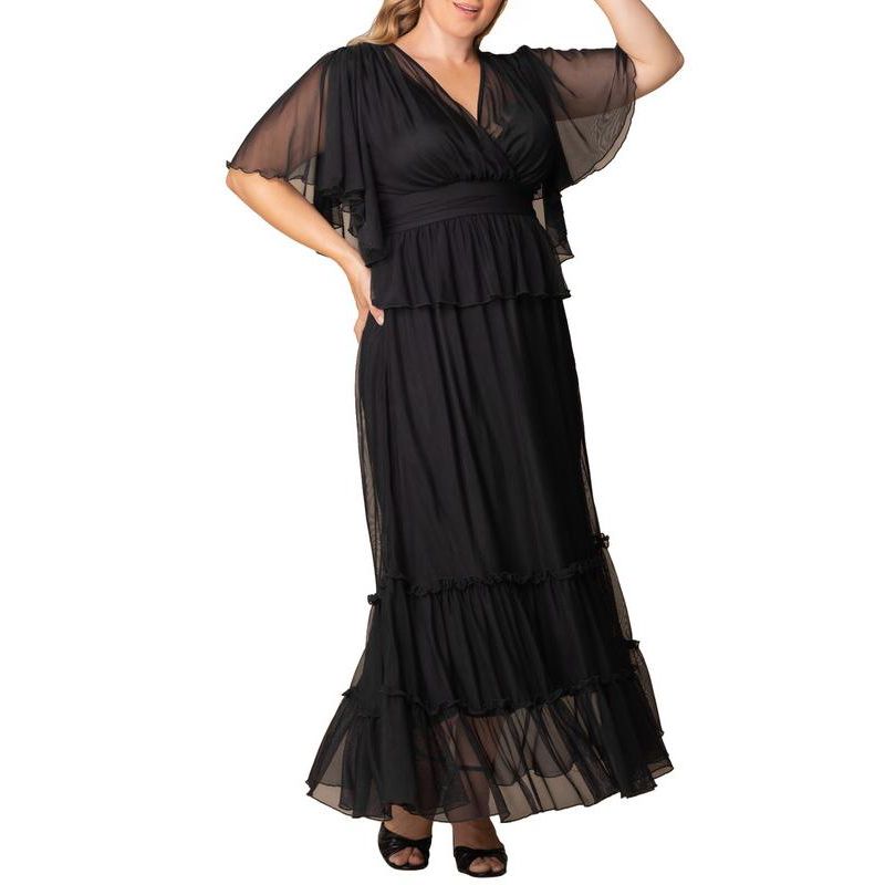 Plus Size Graceful Tiered Mesh Gown