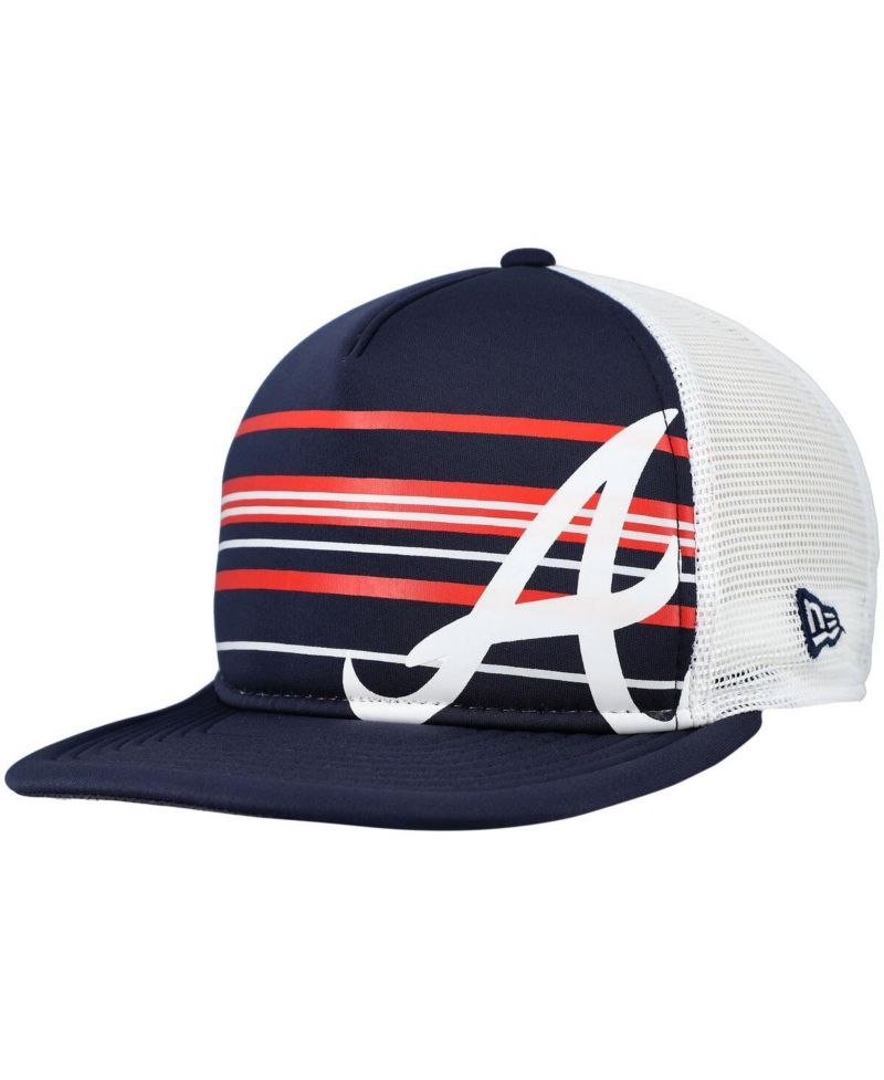 Men's Navy Atlanta Braves A-Frame Trucker 9FIFTY Snapback Hat