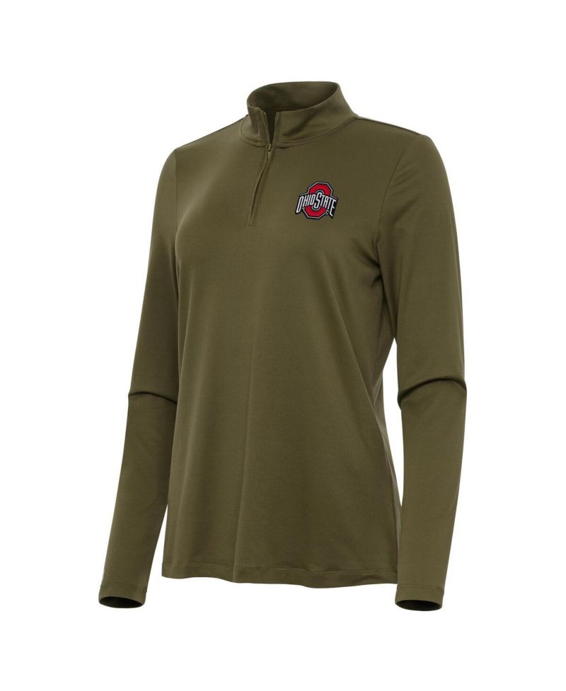Women's Olive Ohio State Buckeyes Reprocess Quarter-Zip Top