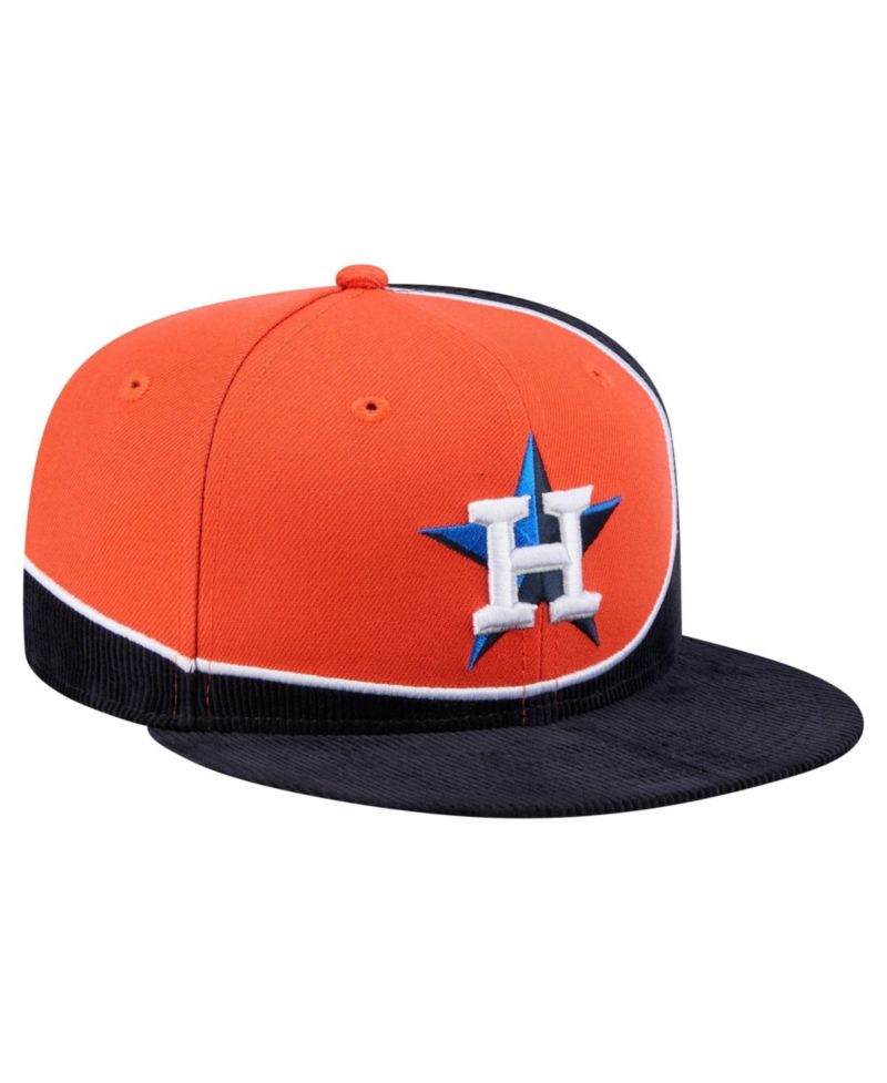 Men's Navy/Orange Houston Astros Retro Split Corduroy Snapback Hat