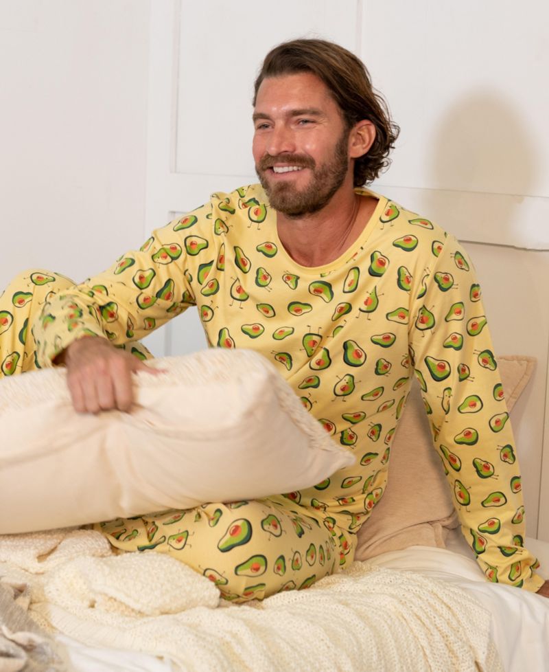 Men's Matching Family Two Piece Cotton Long Sleeve Loose Fit Pajamas