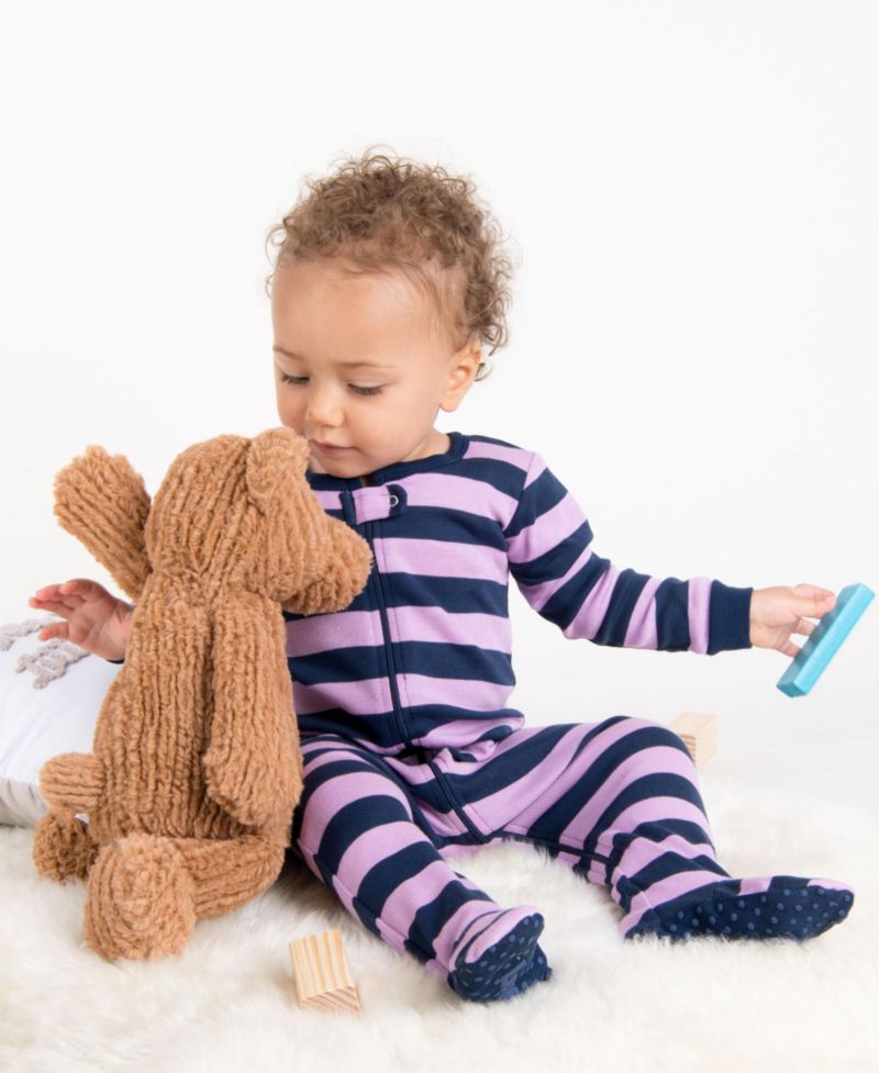 Baby Footed Cotton Striped Holiday Pajamas