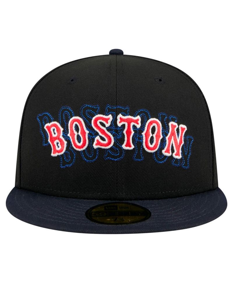 Men's Black Boston Red Sox Shadow Stitch 59FIFTY Fitted Hat