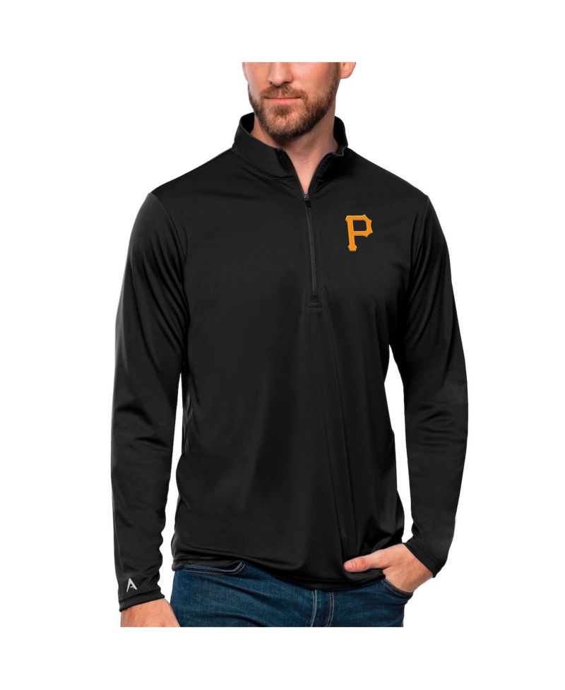 Men's Black Pittsburgh Pirates Tribute Quarter-Zip Pullover Top