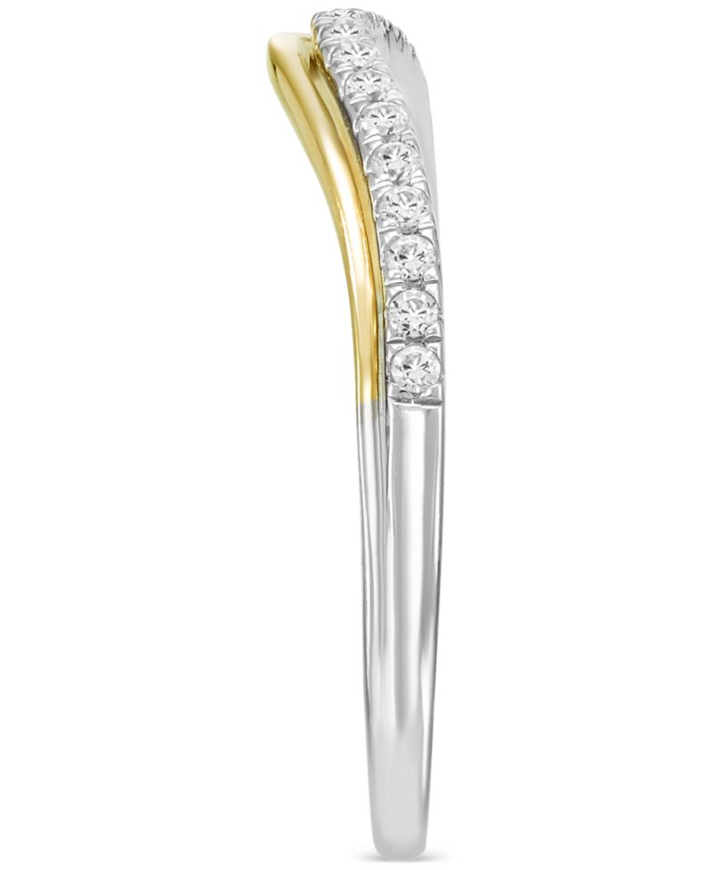 Diamond Double Row Contour Band (1/6 ct. t.w.) in 14k Two-Tone Gold